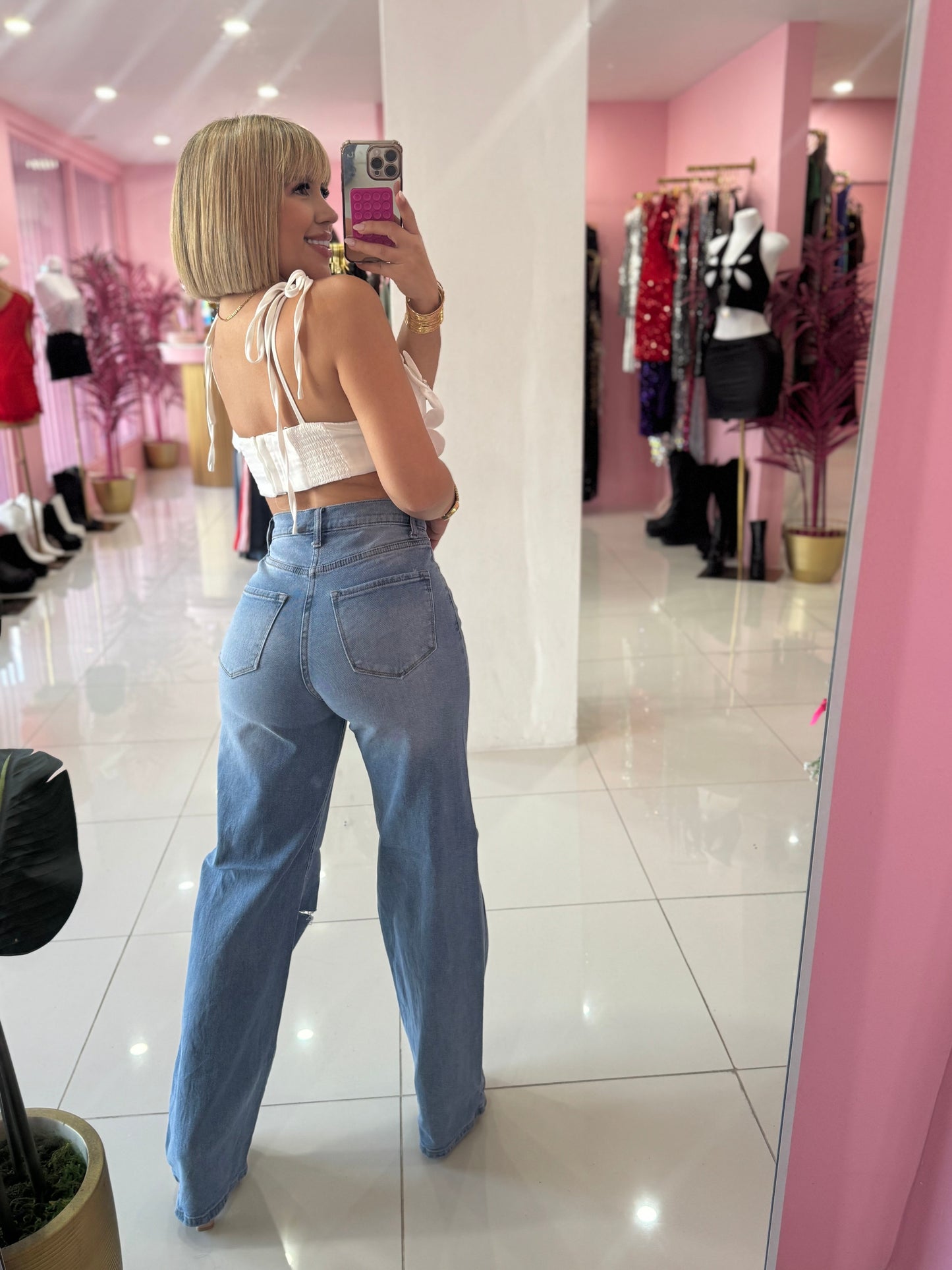 Mom jean vibrant