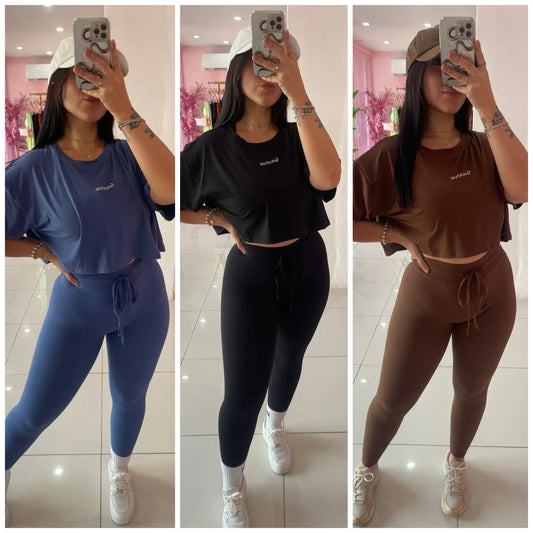 Skinny crop top Oversize set