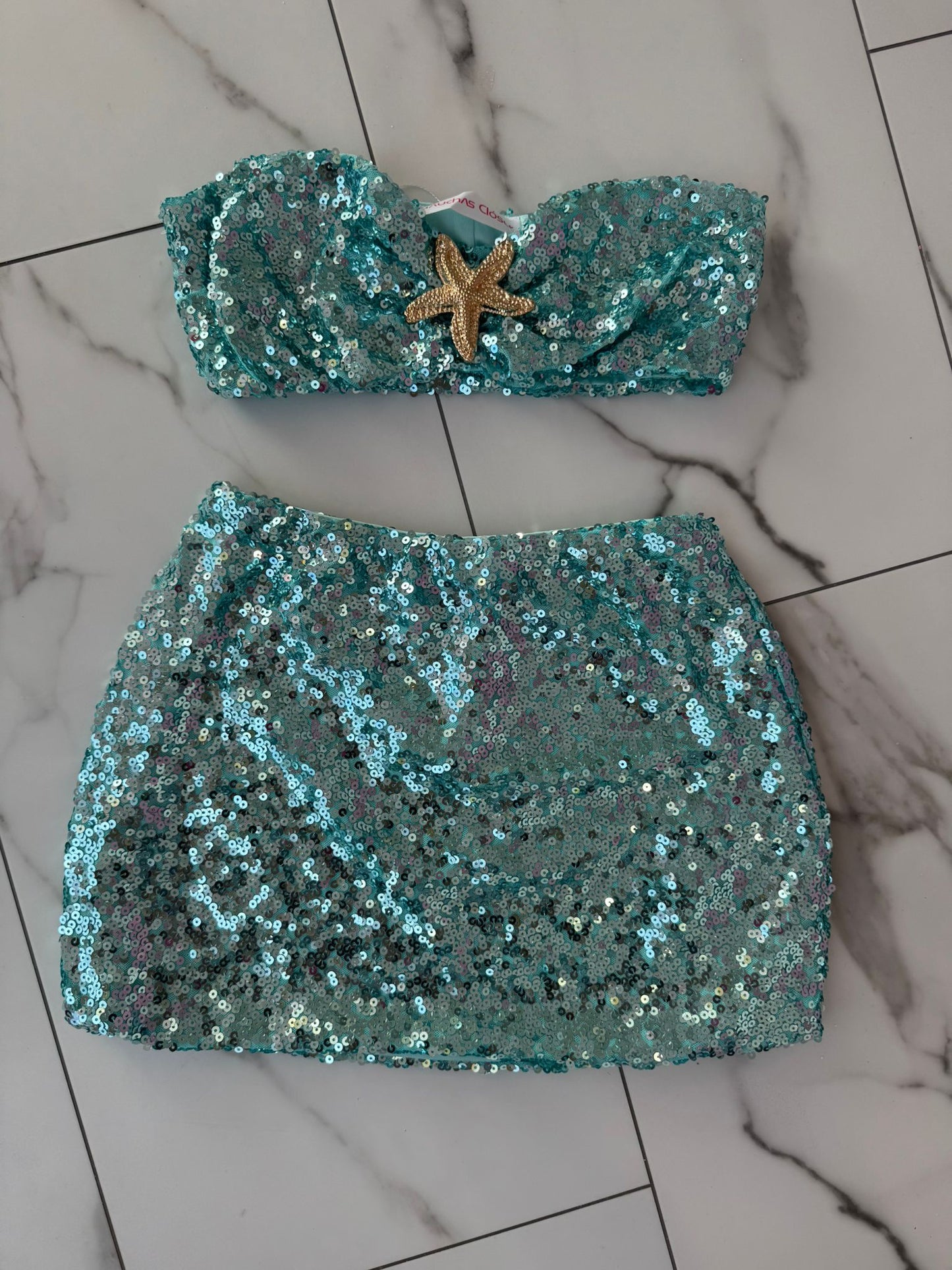 Strapless star sequins set
