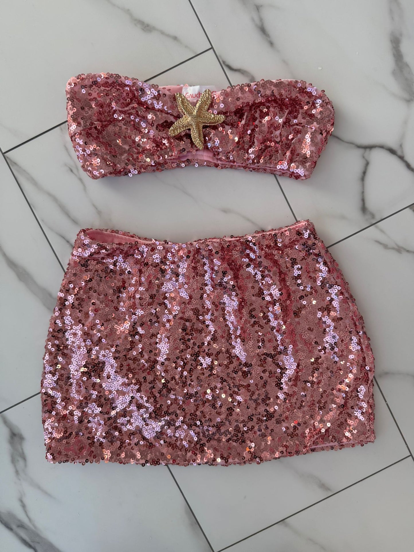 Strapless star sequins set
