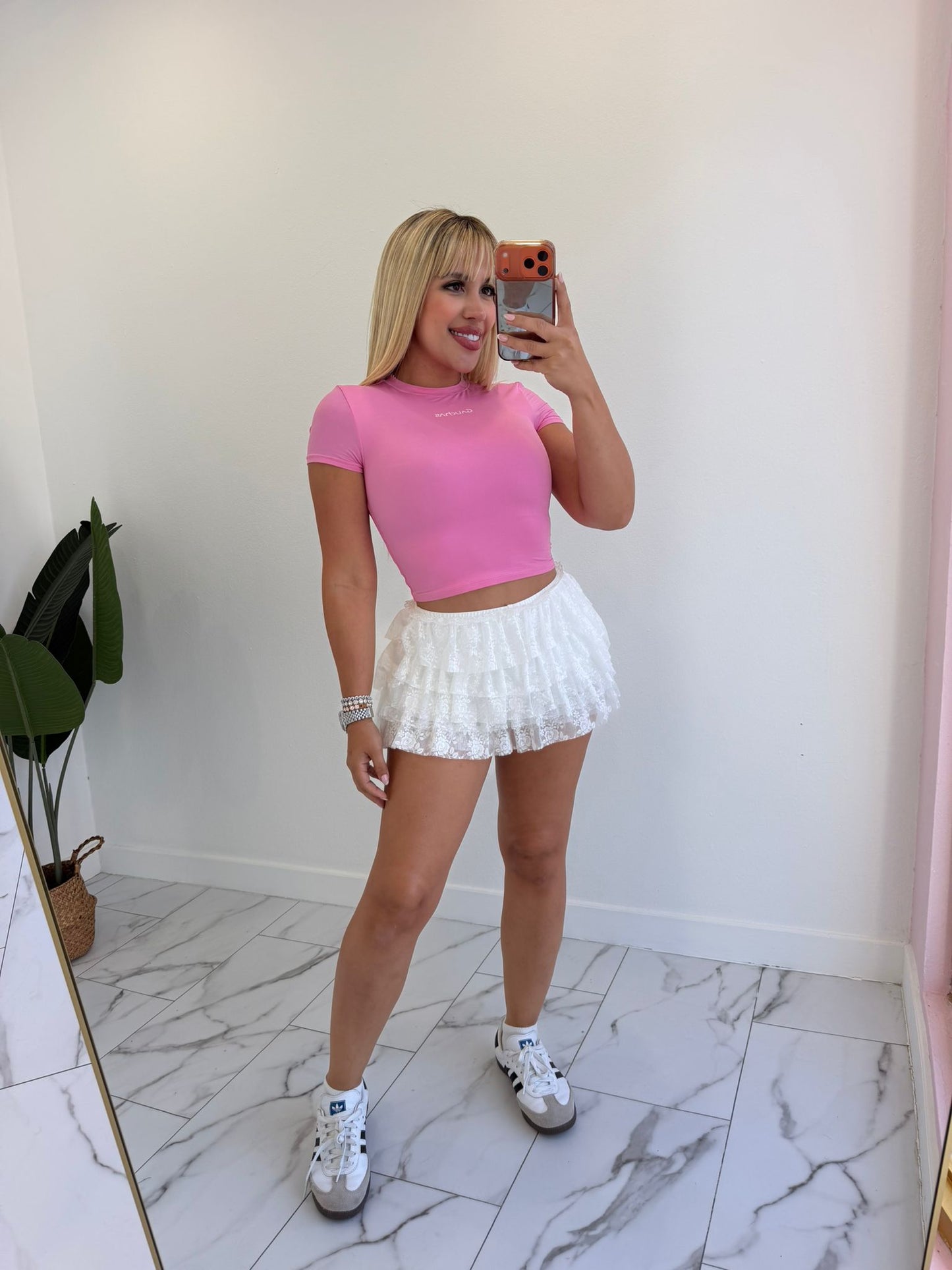 White coquette skort