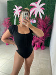 Black Zipper Swimsuit