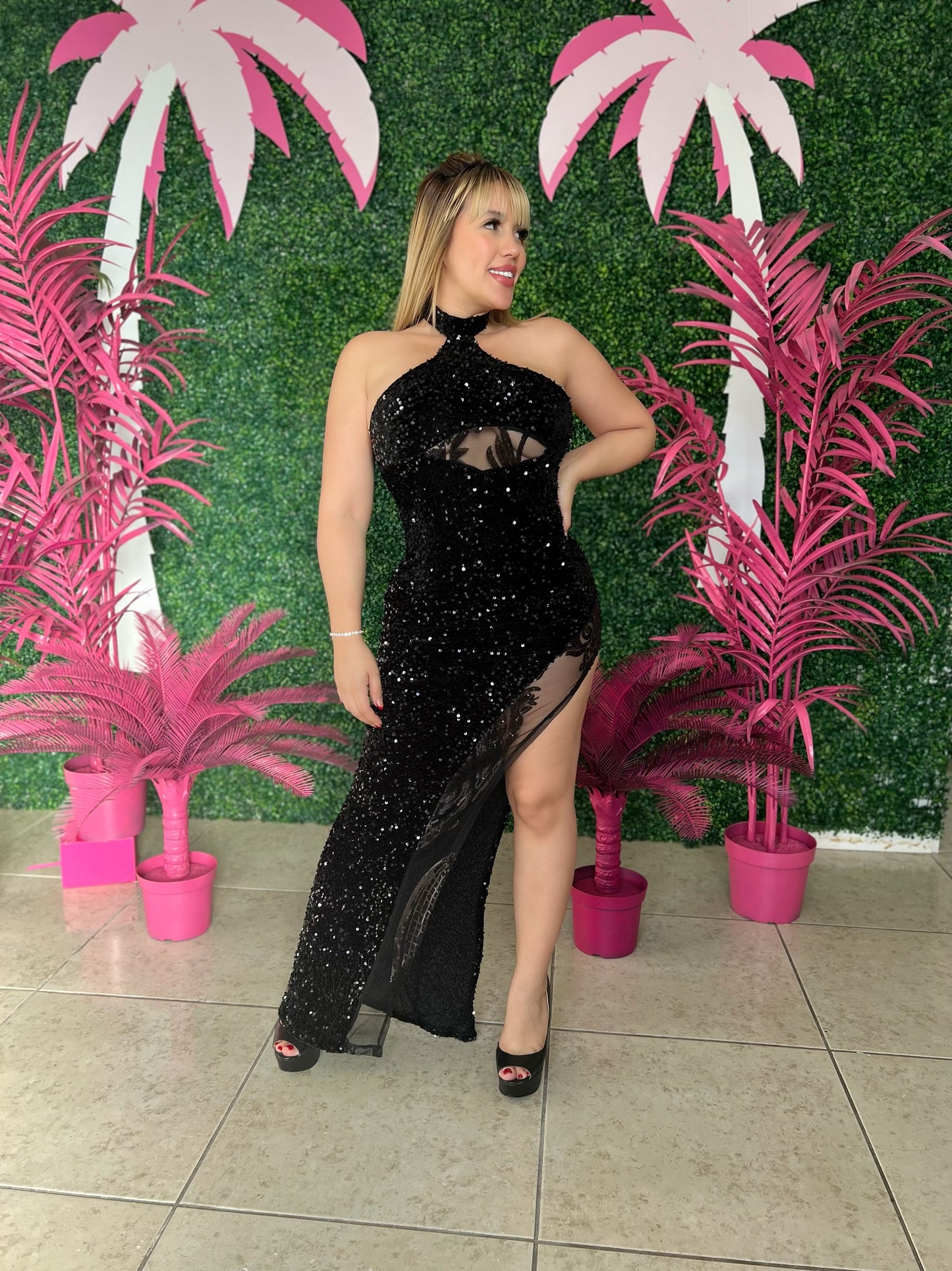 Sexy Lentejuelas Maxi Dress